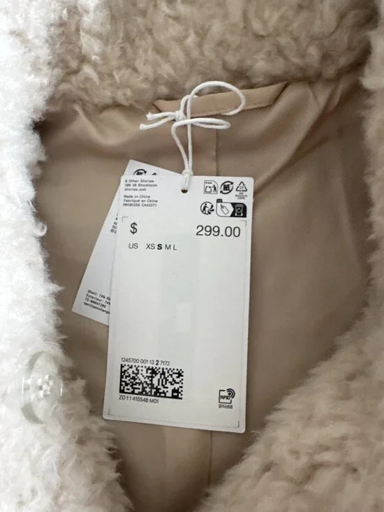 &Other Stories Wool-Blend Shearling-Fur Teddy Jacket Size Small - Picture 11 of 16